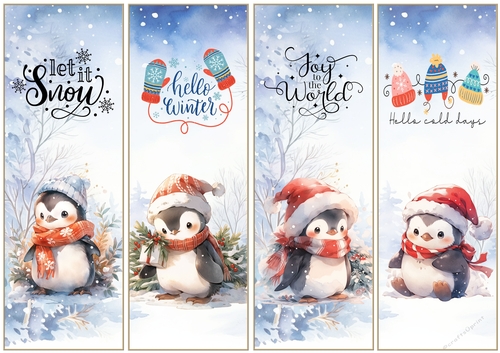 Christmas Penguins x 4 Bookmarks 1