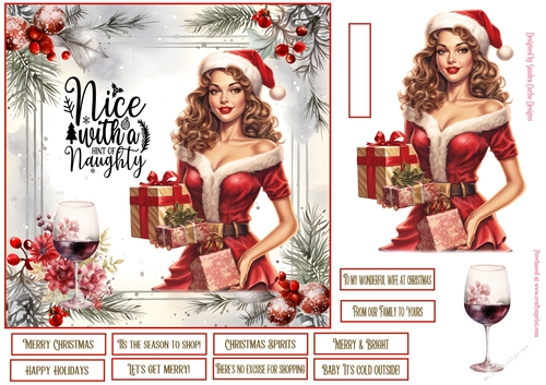 Naughty but Nice 7x7ins decoupage Topper 2