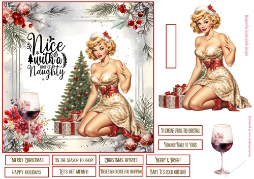 Naughty but Nice 7x7ins decoupage Topper 3