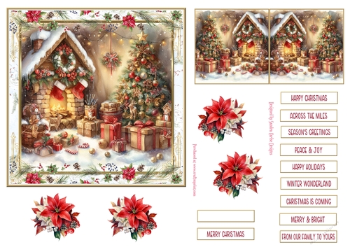 Christmas Joy Vintage Decoupage 6x6ins Topper 8