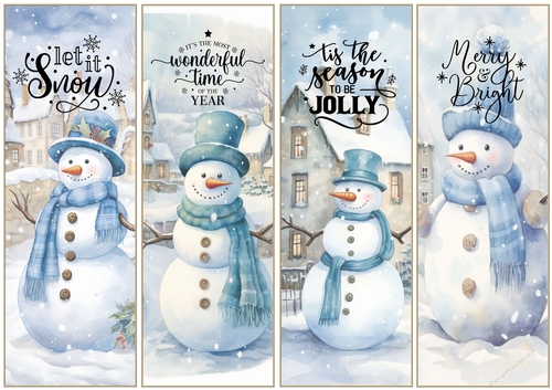 Christmas Snowmen x 4 Bookmarks sheet 8