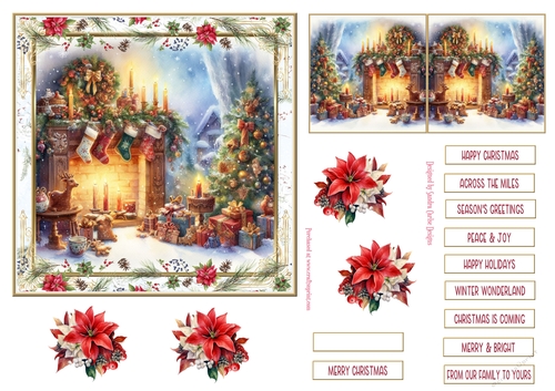 Christmas Joy Vintage Decoupage 6x6ins Topper 9
