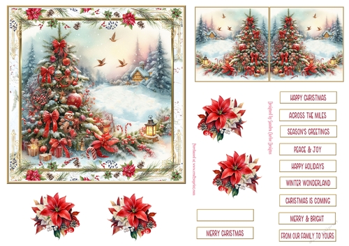 Christmas Joy Vintage Decoupage 6x6ins Topper 10