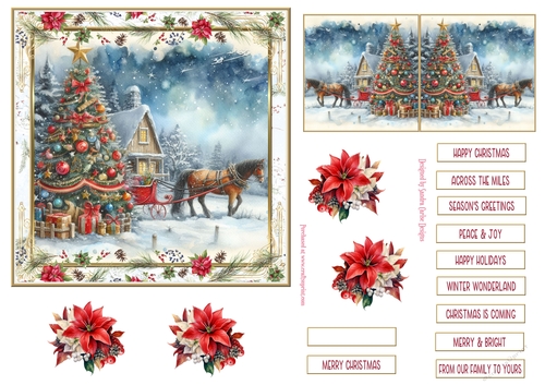 Christmas Joy Vintage Decoupage 6x6ins Topper 11