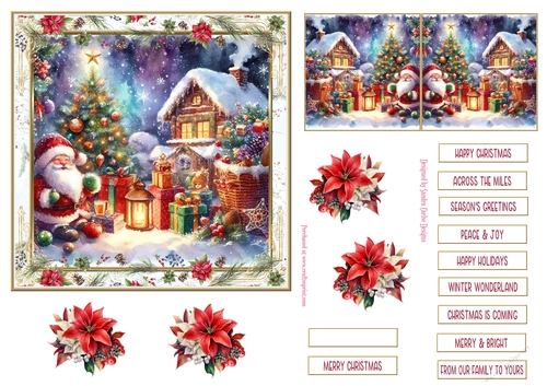 Christmas Joy Vintage Decoupage 6x6ins Topper 13