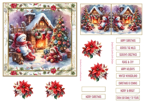 Christmas Joy Vintage Decoupage 6x6ins Topper 14