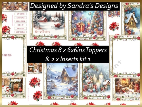 Christmas Scenes 6x6ins Toppers with 2 x Inserts kit 1