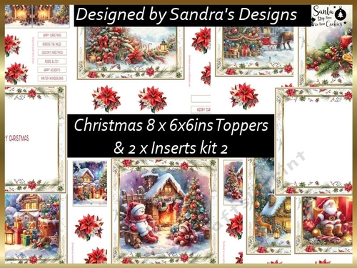Christmas Scenes 6x6ins Toppers with 2 x Inserts kit 2