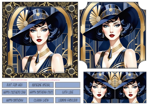 Ladies Art Deco 6x6ins Panel Topper 5