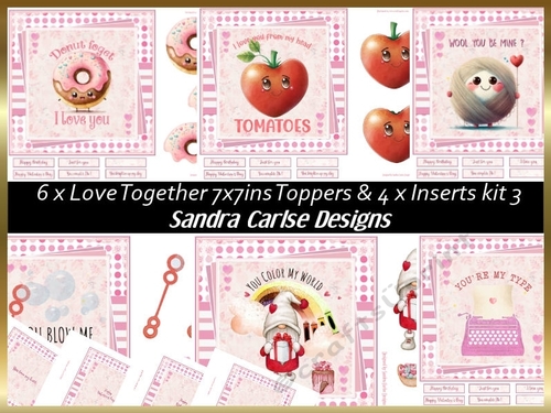 Love Together 6 x 7x7ins Topper sheets & 4 x matching Inserts kit 3
