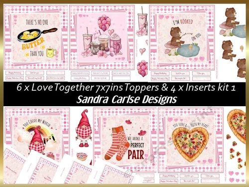 Love Together 6 x 7x7ins Topper sheets & 4 x matching Inserts kit 1