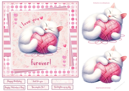 I love you furever 7x7ins Decoupage Topper