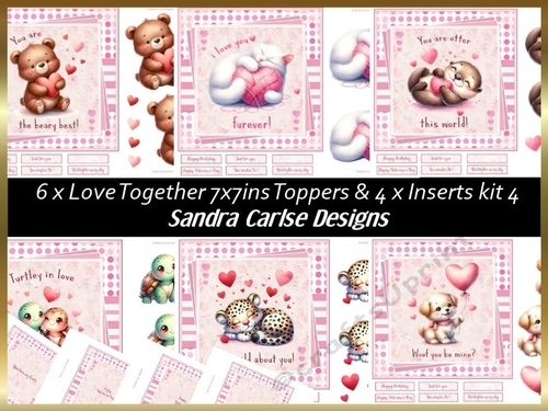 Love Together 6 x 7x7ins Topper sheets & 4 x matching Inserts kit 4