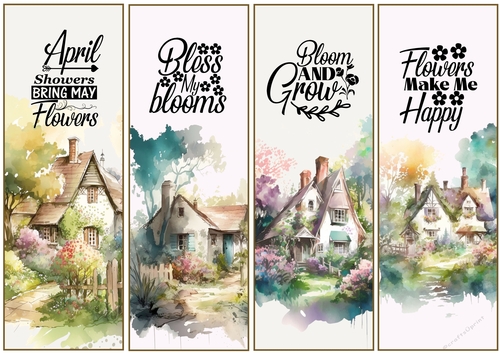 Country cottages 4 x bookmarks 1