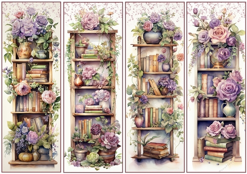 Flowers Bookshelf x 4 Bookmarks 3
