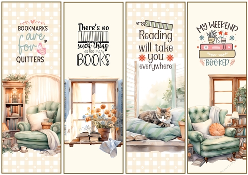 Cosy reading room x 4 bookmarks 1