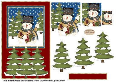 Christmas Snowman decoupage topper