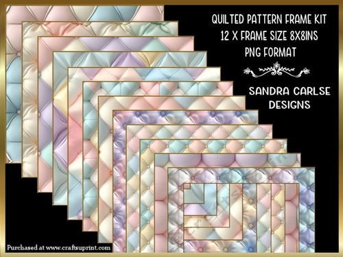 Pastel Quilted pattern 8x8ins 12 x Frames kit