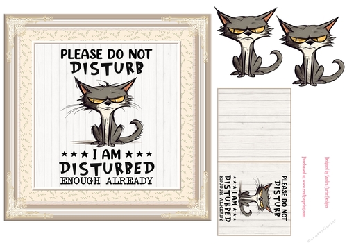 Funny cat decoupage 7x7ins topper 5 - REQUEST