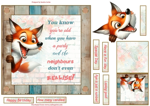 Foxy fun 7x7ins decoupage topper