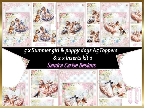 Summer day girl 5 x Puppy dog topper sheets with inserts kit 1