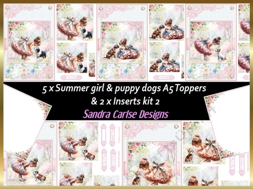 Summer day girl 5 x puppy dog topper sheets with inserts kit 2