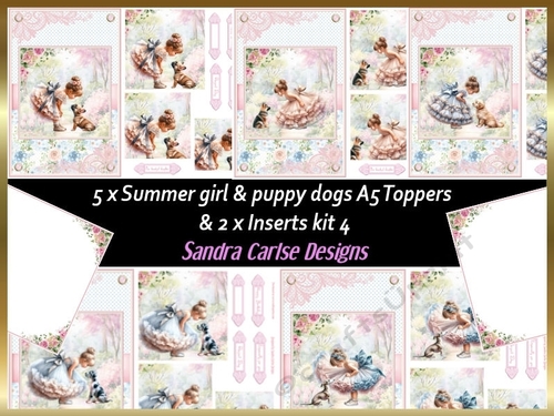 Summer day girl 5 x Puppy dog topper sheets with inserts kit 4