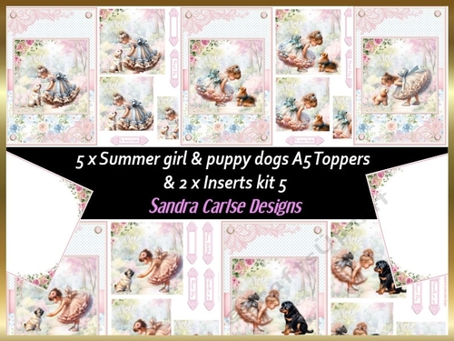 Summer day girl 5 x Puppy dog topper sheets with inserts kit 5