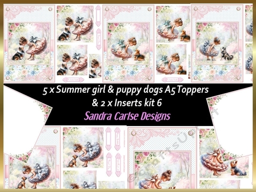 Summer day girl 5 x Puppy dog topper sheets with inserts kit 6