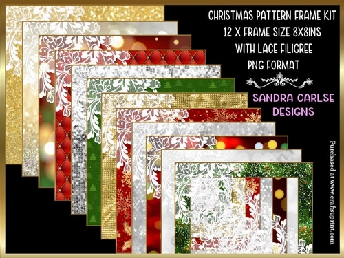Christmas Pattern 8x8ins Frames kit lace filigree
