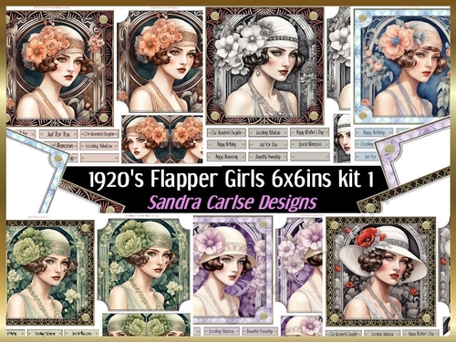Flapper Girls 1920s 6x6ins kit 1