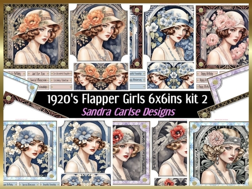 Flapper Girls 1920s 6x6ins kit 2