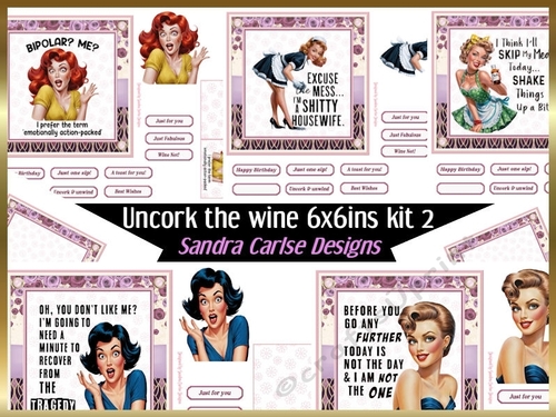 Humorous uncork the wine 5 x Topper sheets & Inserts x 2 kit 2