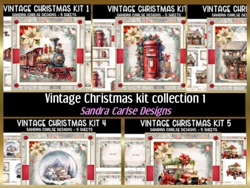 Christmas Vintage 5 x kit Collection 1
