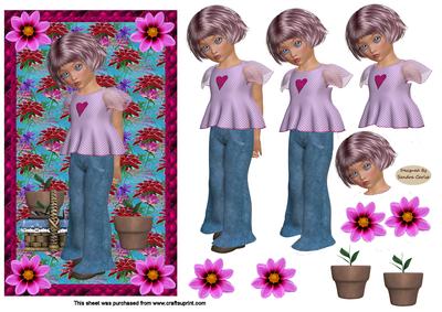 Summer Meadow Girl Decoupage Topper