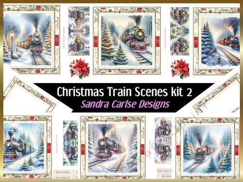 Christmas Scenic Trains 6 x 7x7ins sheets with Inserts kit 2