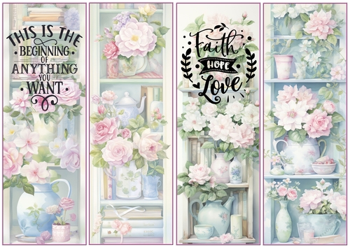 Floral books 4 x bookmarks 