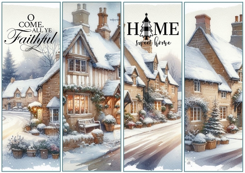 Christmas Village Scene 4 x bookmarks 3