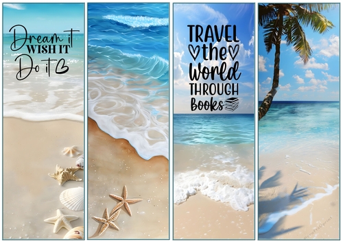 Life on the beach 4 x bookmarks