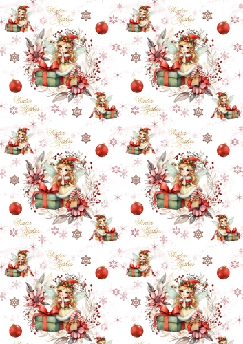 Christmas Fairy wreath backing paper 9 REQUEST