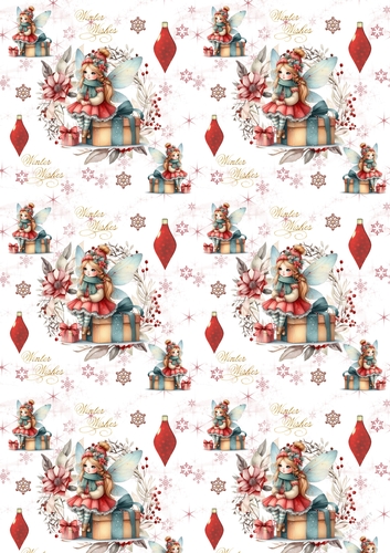 Christmas Fairy wreath backing paper 11 REQUEST
