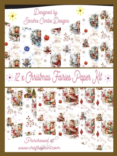 Christmas 12 x Fairy backing papers kit
