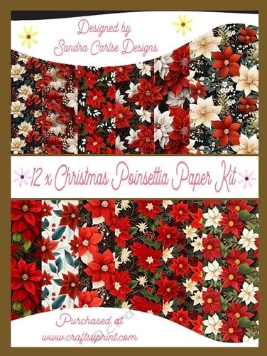 Christmas Poinsettia 12 x backing papers kit