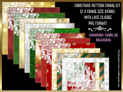 Christmas 8x8ins Frames kit with lace filigree