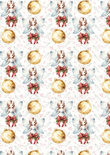 Christmas baubles & fairy backing paper 8