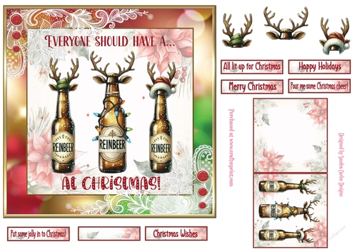 Christmas Reinbeer 7x7ins topper