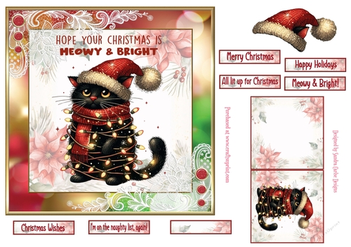 Lit up for Christmas 7x7ins topper