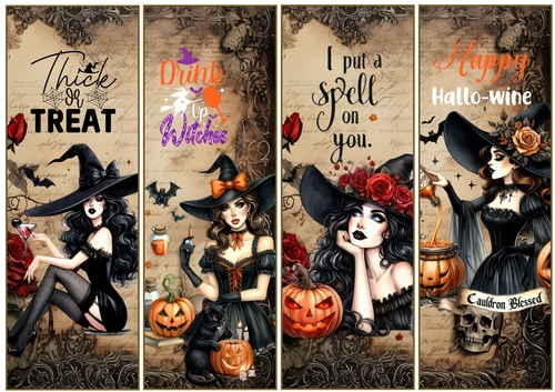 Trick or Treat Witches 4 x bookmarks 1