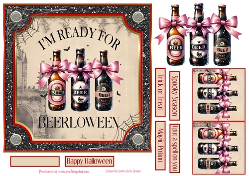 Halloween beer 7x7ins topper