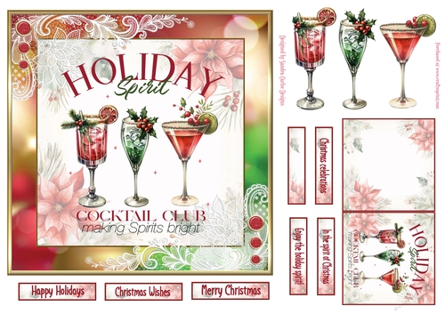 Christmas Holiday Spirit 7x7ins Topper